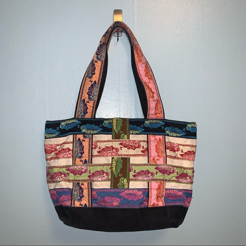 Hadley Pollet Tote RARE quilted leaf pattern